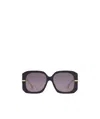 Fendi Oversized Logo Square Acetate & Metal Sunglasses In Black