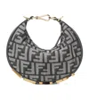 Fendi Women Mini Denim Effect Ff Jacquard Graphy Hobo Bag In Black