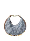 Fendi Graphy Mini Blue Denim-effect Ff Jacquard Mini-bag