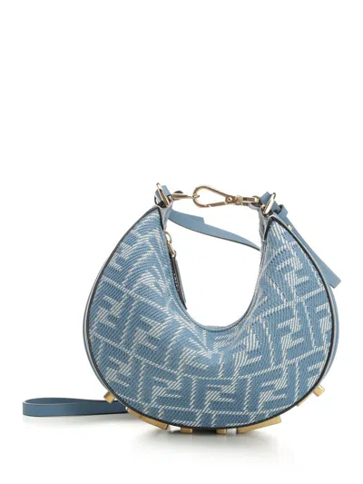 Fendi Graphy Mini Hobo Bag In Blue