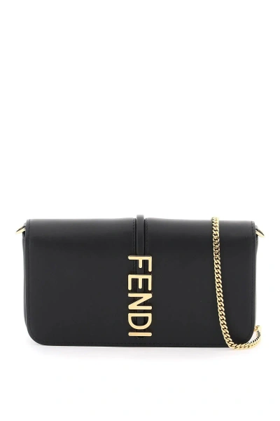 Fendi Graphy Mini Shoulder Bag With In Black