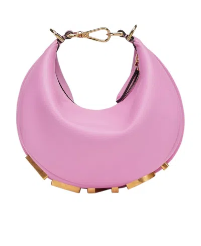 Fendi Graphy Mini Zipper Shoulder Bag In Pink