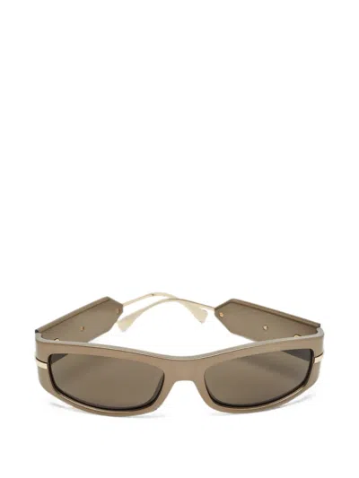Pre-owned Fendi Graphy Rectangle-frame Sunglasses In Gray