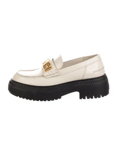 Pre-owned Fendi Graphy Signature Logo Loafers In Neutral