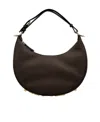 Fendi Hobo Graphy Black Leather Handbag With Metal Logo Woman In Black