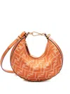 Fendi Women Borsa A Mano Graphy Mini In Denim Ricamato In Orange