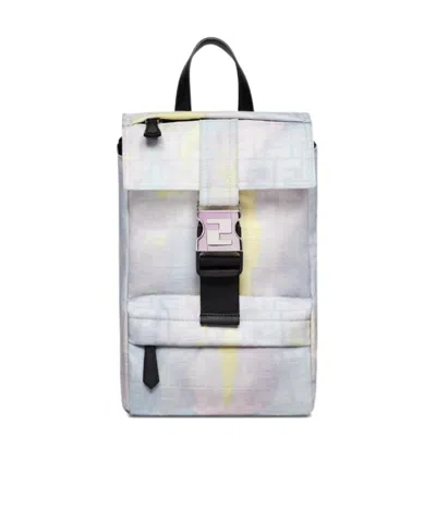 Fendi Ness Jacquard Small Backpack In White