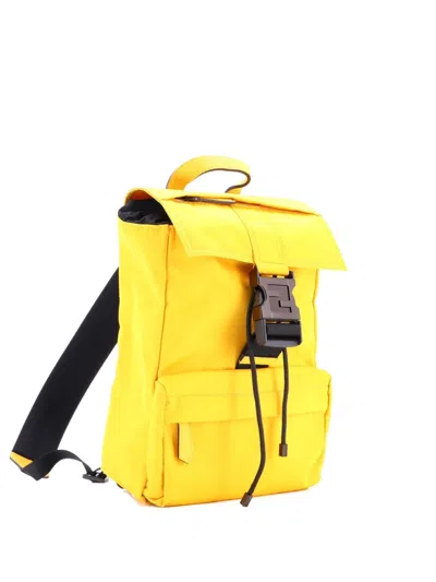 Pre-owned Fendi Ness Nylon Small Backpack In Yellow