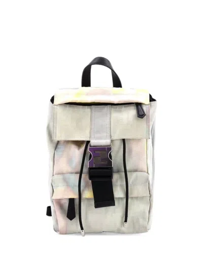 Pre-owned Fendi Ness Zucca Canvas Small Backpack In Blue