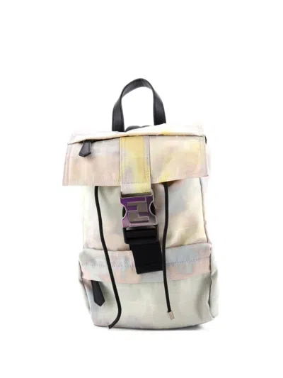 Pre-owned Fendi Ness Zucca Canvas Small Backpack In Multicolour
