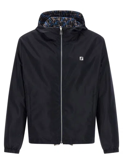 Fendi Nity Puffer Jackets Blue In Black