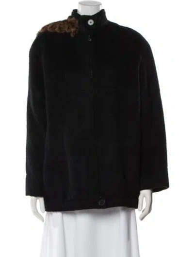 Pre-owned Fendissime Alpaca Coat In Black