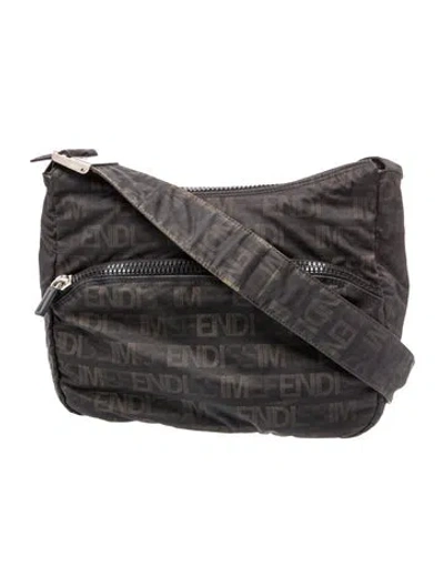 Pre-owned Fendissime Nylon Shoulder Bag In Black