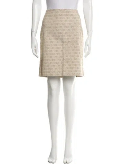 Pre-owned Fendissime Tweed Pattern Knee-length Skirt In Neutral