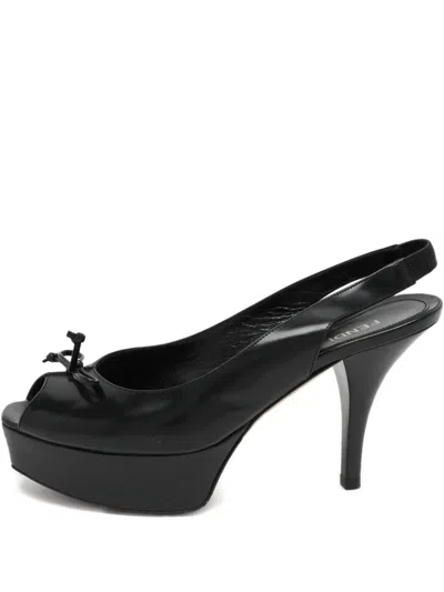 Pre-owned Fendi Sta Leather Pumps In Black