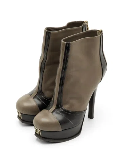 Pre-owned Fendi Sta Platform Ankle Boots In Brown