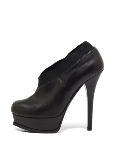 Pre-owned Fendi Sta Platform Ankle Pumps In Black