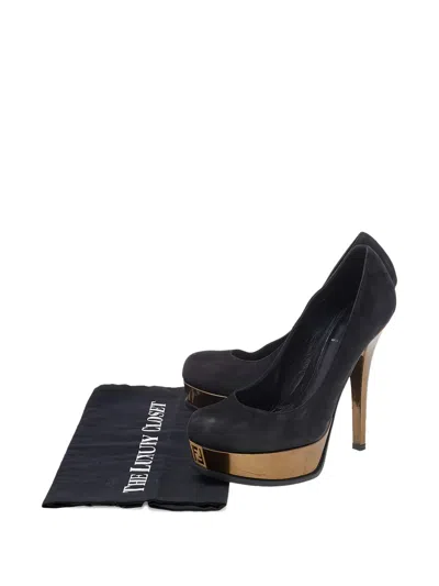 Pre-owned Fendi Sta Platform Pumps In Black