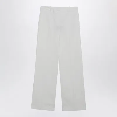 Fendi -style High-waisted Cotton Trousers In White