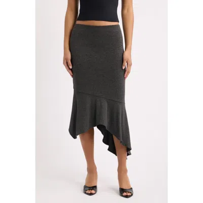 Feners Amuleto Asymmetric Midi Skirt In Gray