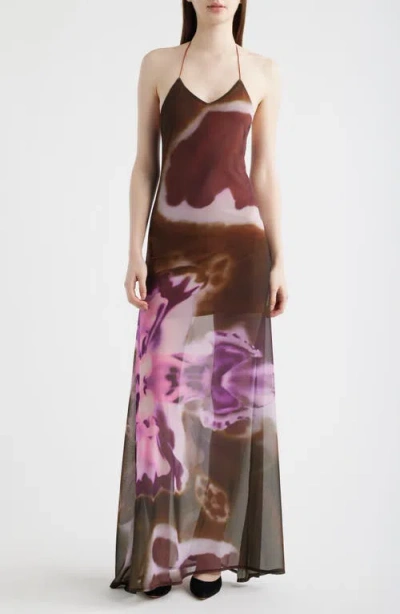 Feners Balita Mesh Maxi Dress In Brown