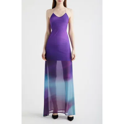 Feners Balita Mesh Maxi Dress In Purple