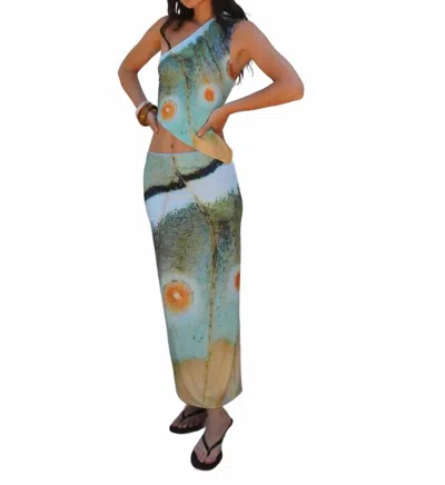 Feners Besos One-shoulder Top In Marbre In Blue