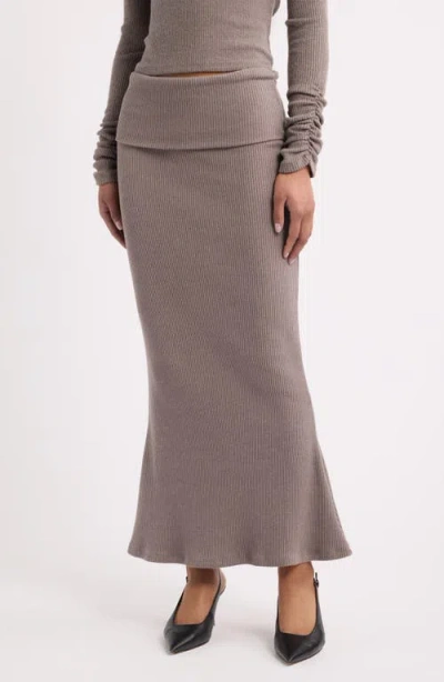Feners Caricia Ribbed Skirt In Brown