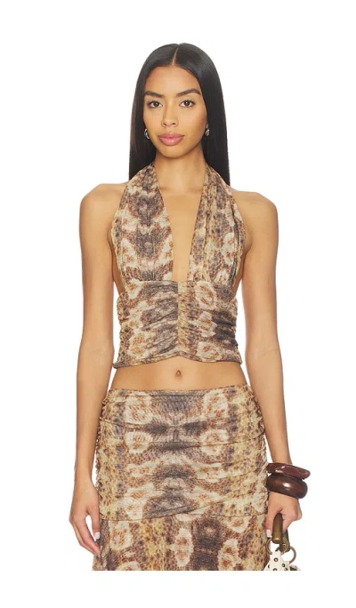 Feners Festa Top In Brown