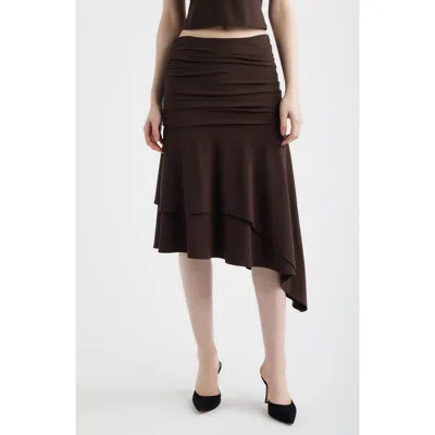 Feners Gresca Ruched Asymmetric Hem Skirt In Black