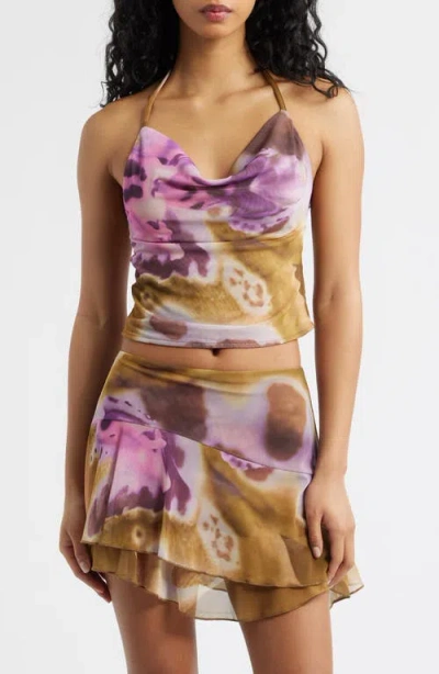 Feners Gustito Print Halter Crop Top In Multi