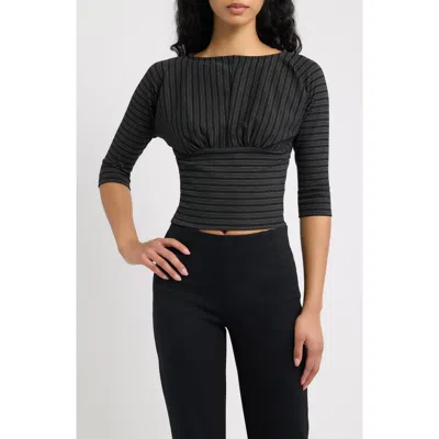 Feners Promesa Pinstripe Ruched Top In Multi