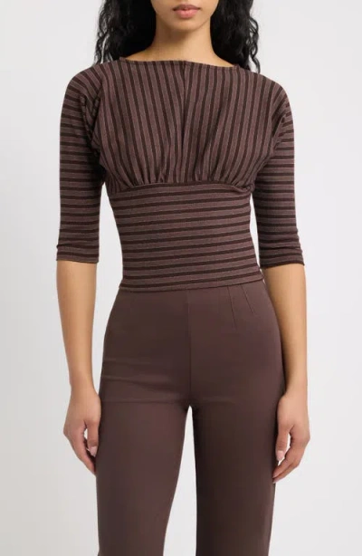 Feners Promesa Three-quarter Sleeve Top In Brown