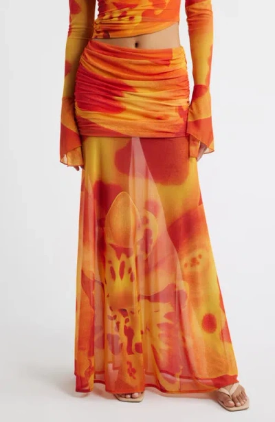 Feners Susurro Print Semi Sheer Maxi Skirt In Pattern