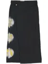 Feng Chen Wang Abstract-print Wool Midi Skirt In Black