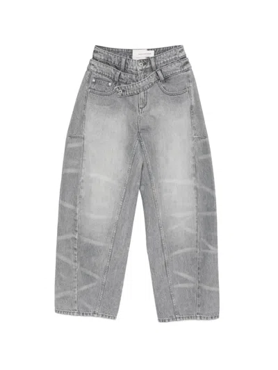 Feng Chen Wang Asymmetric-waistband Jeans In Animal Print