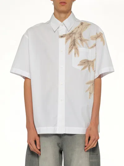 Feng Chen Wang Bamboo Printed Short Sleeve Shirt In White