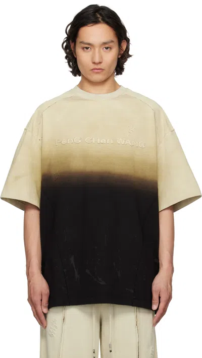 FENG CHEN WANG BEIGE & BLACK GRADIENT T-SHIRT