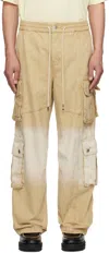 Feng Chen Wang Beige & Off-white Gradient Denim Cargo Pants In Beige Gradient