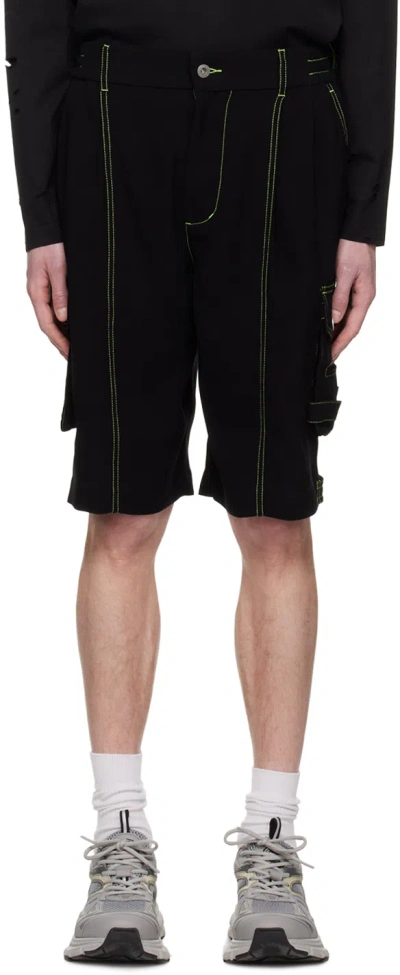 Feng Chen Wang Contrast-stitch Cargo Shorts In Black