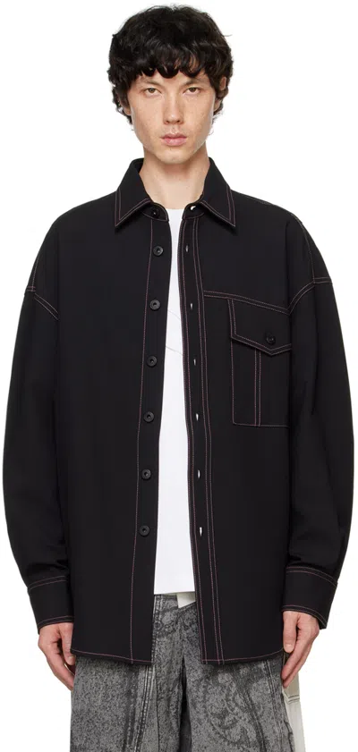 Feng Chen Wang Black Contrast Stitching Shirt