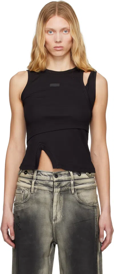 Feng Chen Wang Black Deconstructed Knit Tank Top