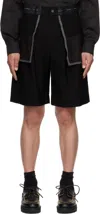 Feng Chen Wang Black Deconstructed Patchwork Shorts In Black