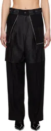 Feng Chen Wang Black Deconstructed Patchwork Trousers In Black