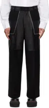 Feng Chen Wang Black Deconstructed Patchwork Trousers In Black