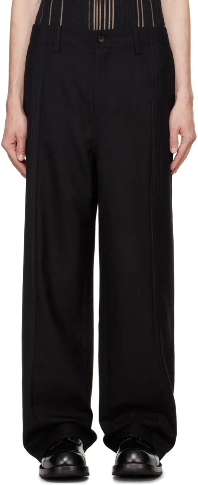 Feng Chen Wang Black Deconstructed Patchwork Trousers
