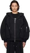 Feng Chen Wang Distressed Zip-up Hoodie In Black