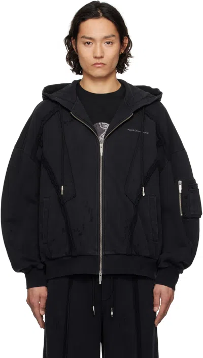 FENG CHEN WANG BLACK DECONSTRUCTION HOODIE
