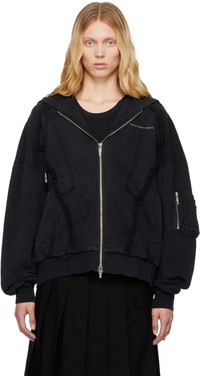 Feng Chen Wang Black Deconstruction Zip Hoodie