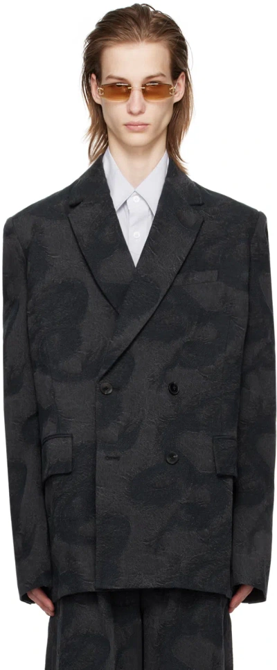 Feng Chen Wang Black Dragon Denim Blazer